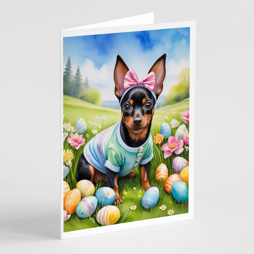 Miniature Pinscher Easter Egg Hunt Greeting Cards Pack of 8 Blank Cards with Envelopes Whimsical A7 Size 5x7