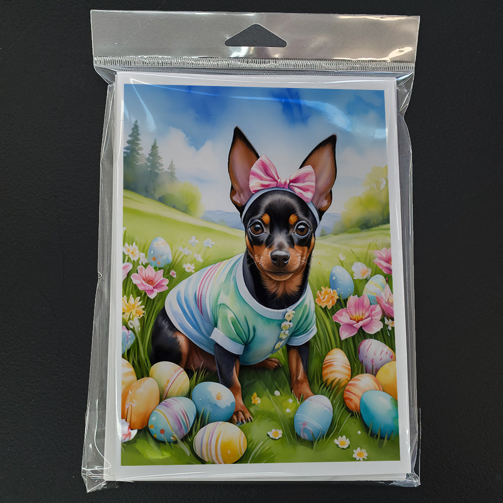 Miniature Pinscher Easter Egg Hunt Greeting Cards Pack of 8 Blank Cards with Envelopes Whimsical A7 Size 5x7