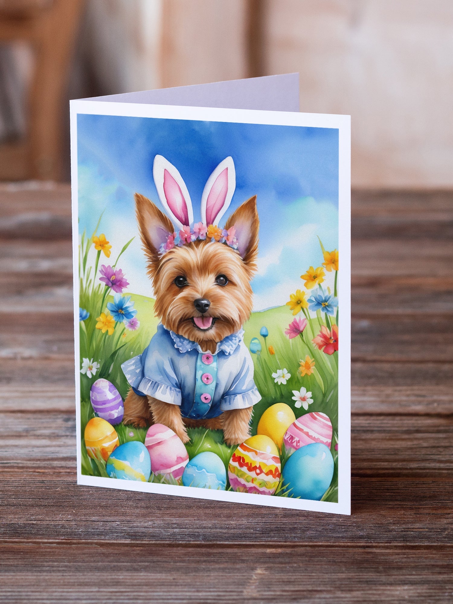 Norwich Terrier Easter Egg Hunt Greeting Cards Pack of 8 Blank Cards with Envelopes Whimsical A7 Size 5x7