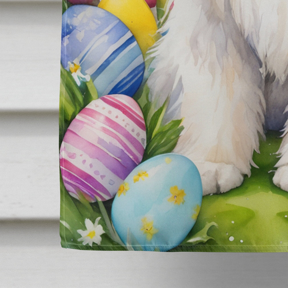 Old English Sheepdog Easter Egg Hunt House Flag 28x40 Porch Sleeve Pole Decorative Outside Yard Banner Artwork Wall Hanging, Polyester