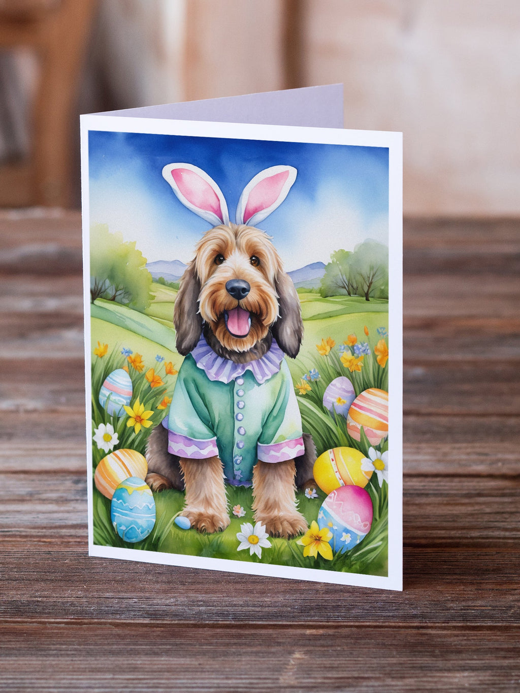 Otterhound Easter Egg Hunt Greeting Cards Pack of 8 Blank Cards with Envelopes Whimsical A7 Size 5x7