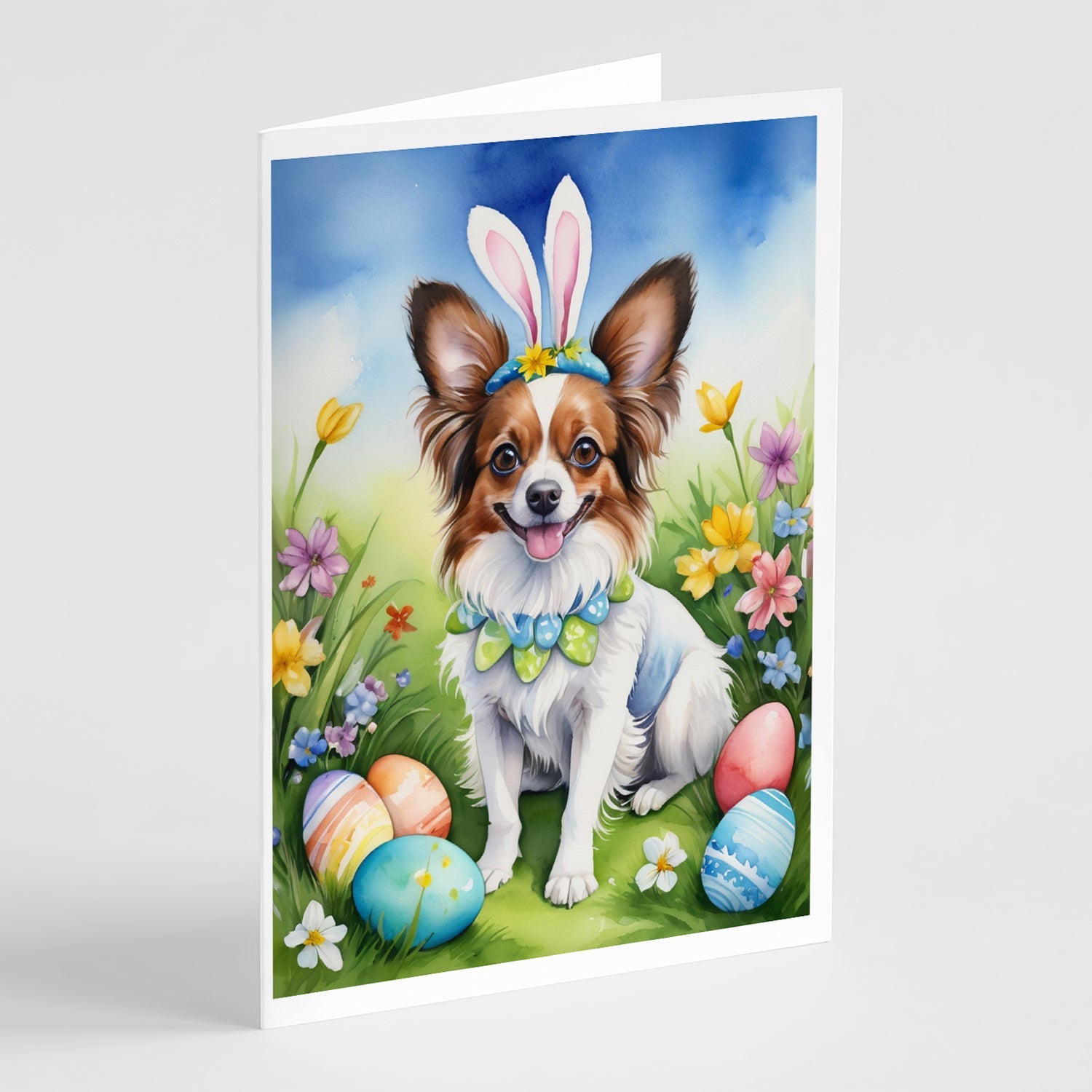 Papillon Easter Egg Hunt Greeting Cards Pack of 8 Blank Cards with Envelopes Whimsical A7 Size 5x7