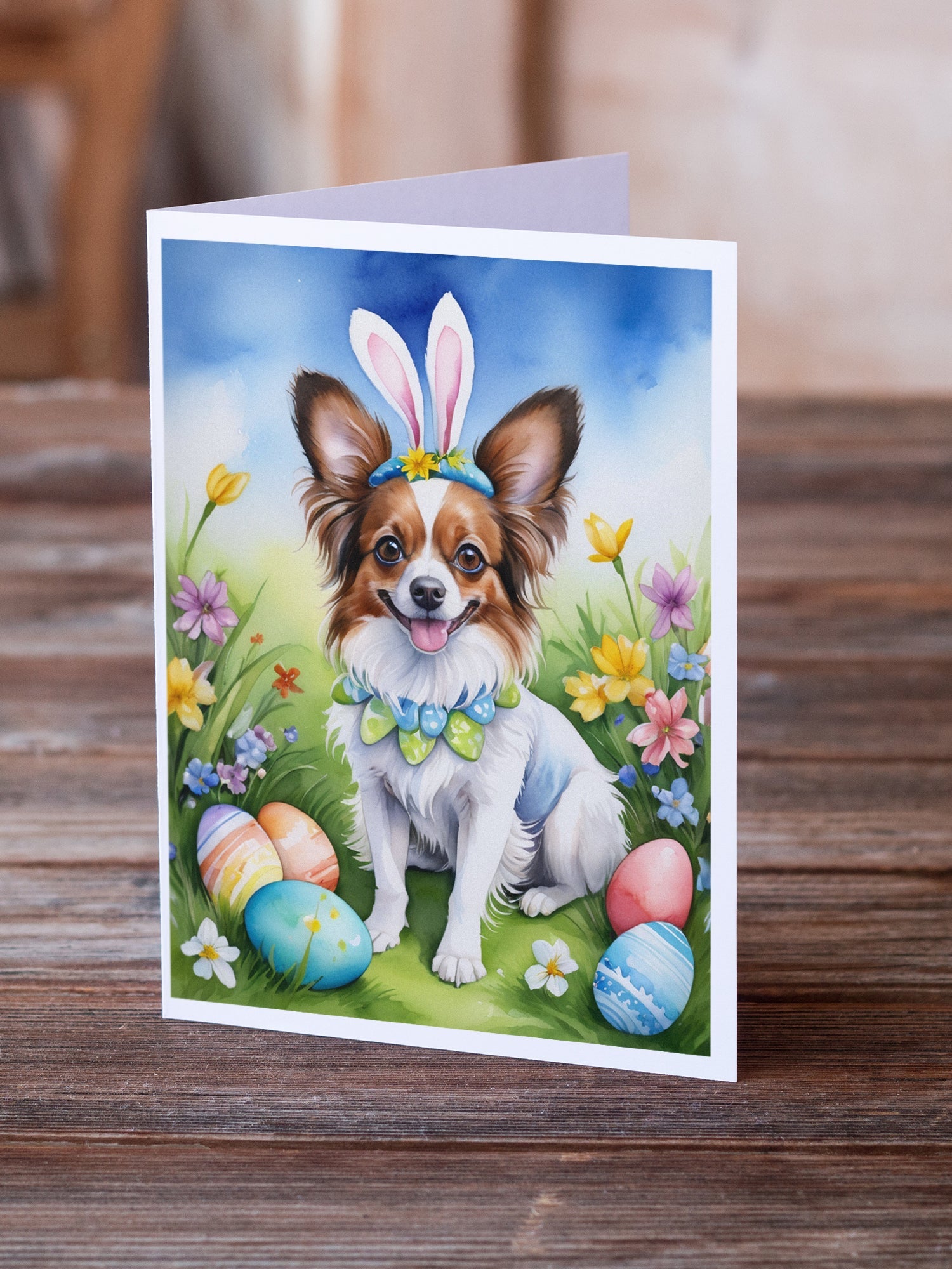 Papillon Easter Egg Hunt Greeting Cards Pack of 8 Blank Cards with Envelopes Whimsical A7 Size 5x7
