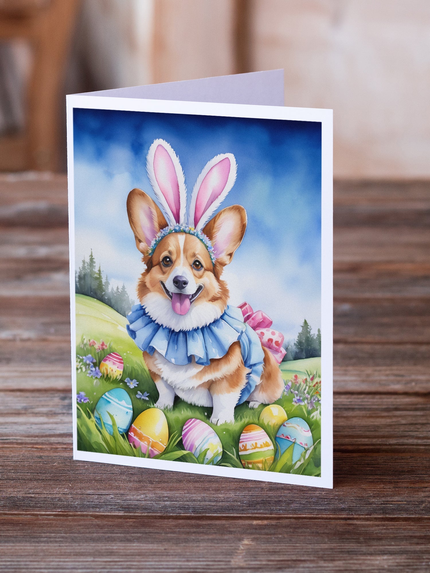 Corgi Easter Egg Hunt Greeting Cards Pack of 8 Blank Cards with Envelopes Whimsical A7 Size 5x7