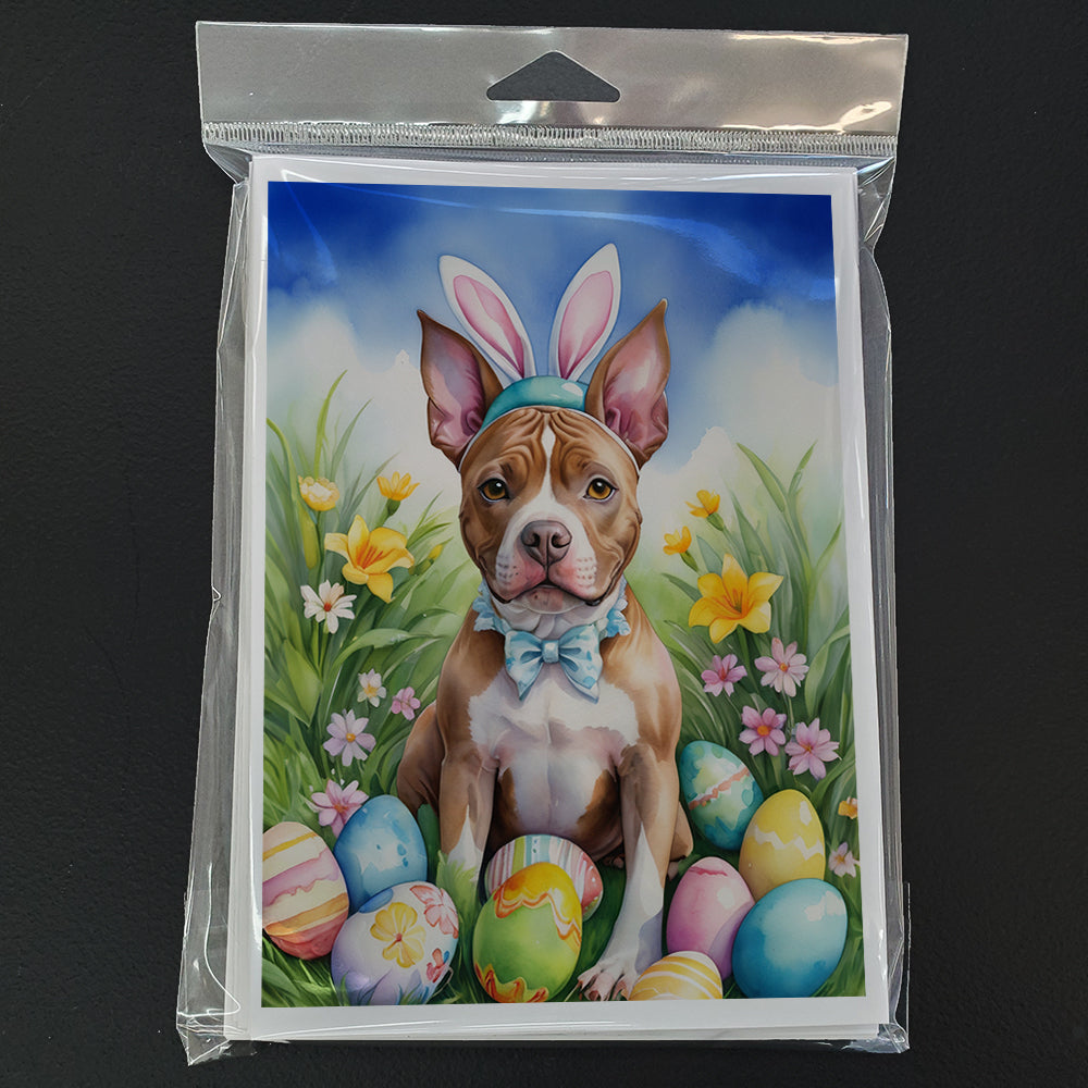 Pit Bull Terrier Easter Egg Hunt Greeting Cards Pack of 8 Blank Cards with Envelopes Whimsical A7 Size 5x7
