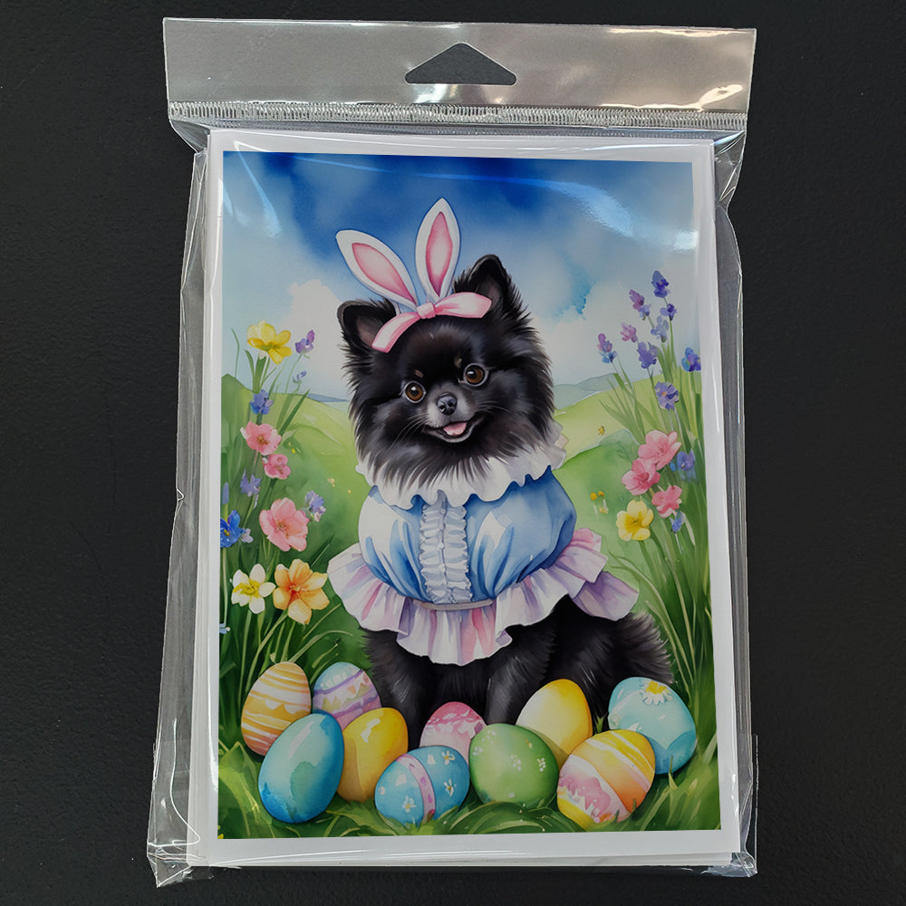 Pomeranian Easter Egg Hunt Greeting Cards Pack of 8 Blank Cards with Envelopes Whimsical A7 Size 5x7