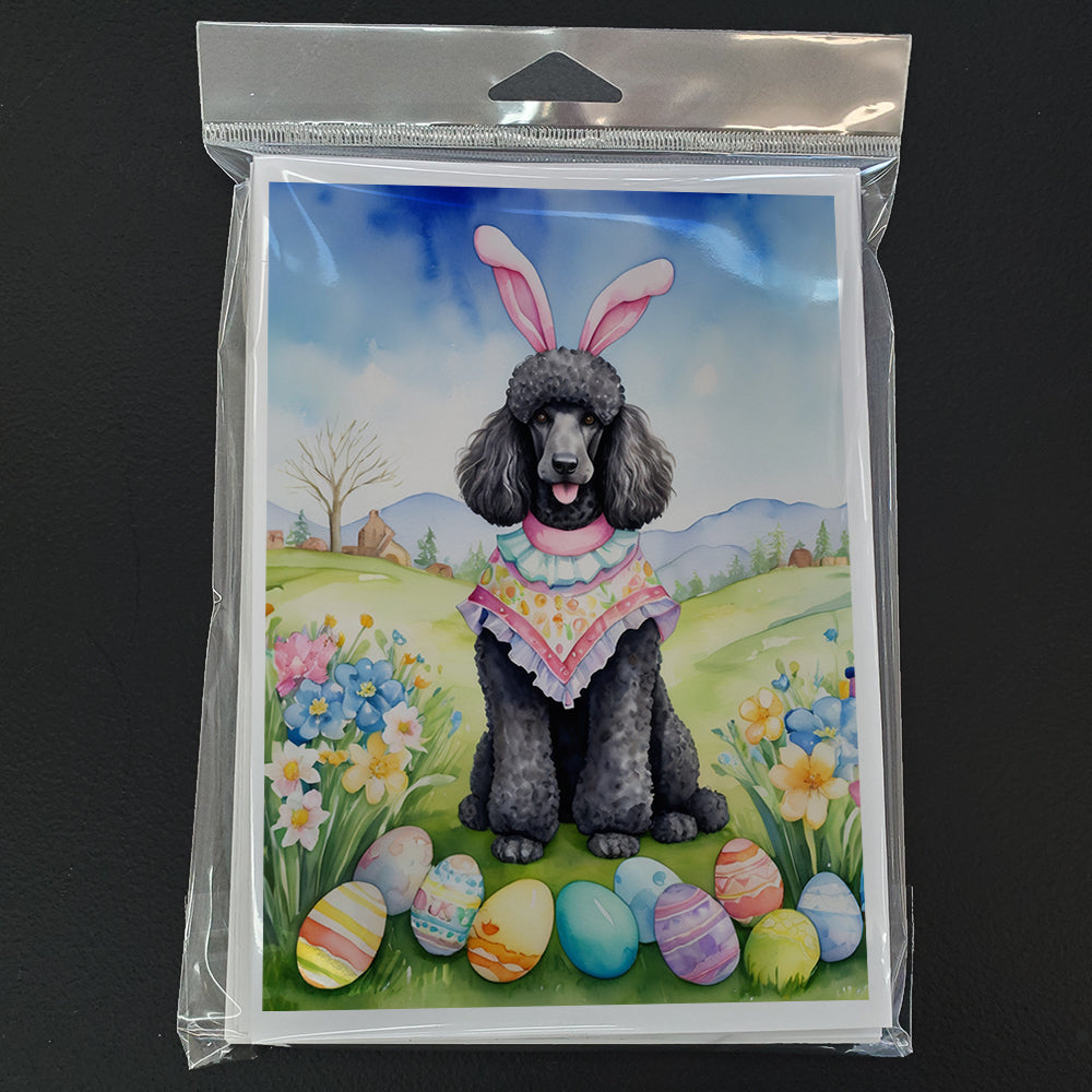 Black Poodle Easter Egg Hunt Greeting Cards Pack of 8 Blank Cards with Envelopes Whimsical A7 Size 5x7