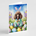 Chocolate Poodle Easter Egg Hunt Greeting Cards Pack of 8 Blank Cards with Envelopes Whimsical A7 Size 5x7