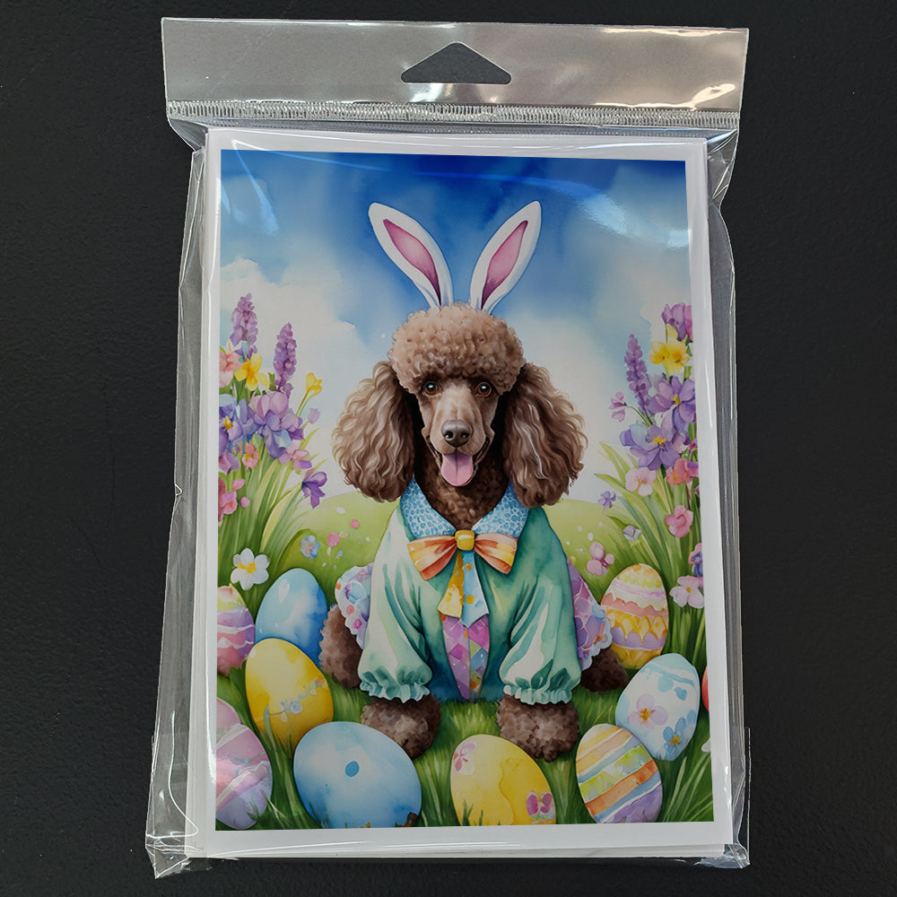 Chocolate Poodle Easter Egg Hunt Greeting Cards Pack of 8 Blank Cards with Envelopes Whimsical A7 Size 5x7
