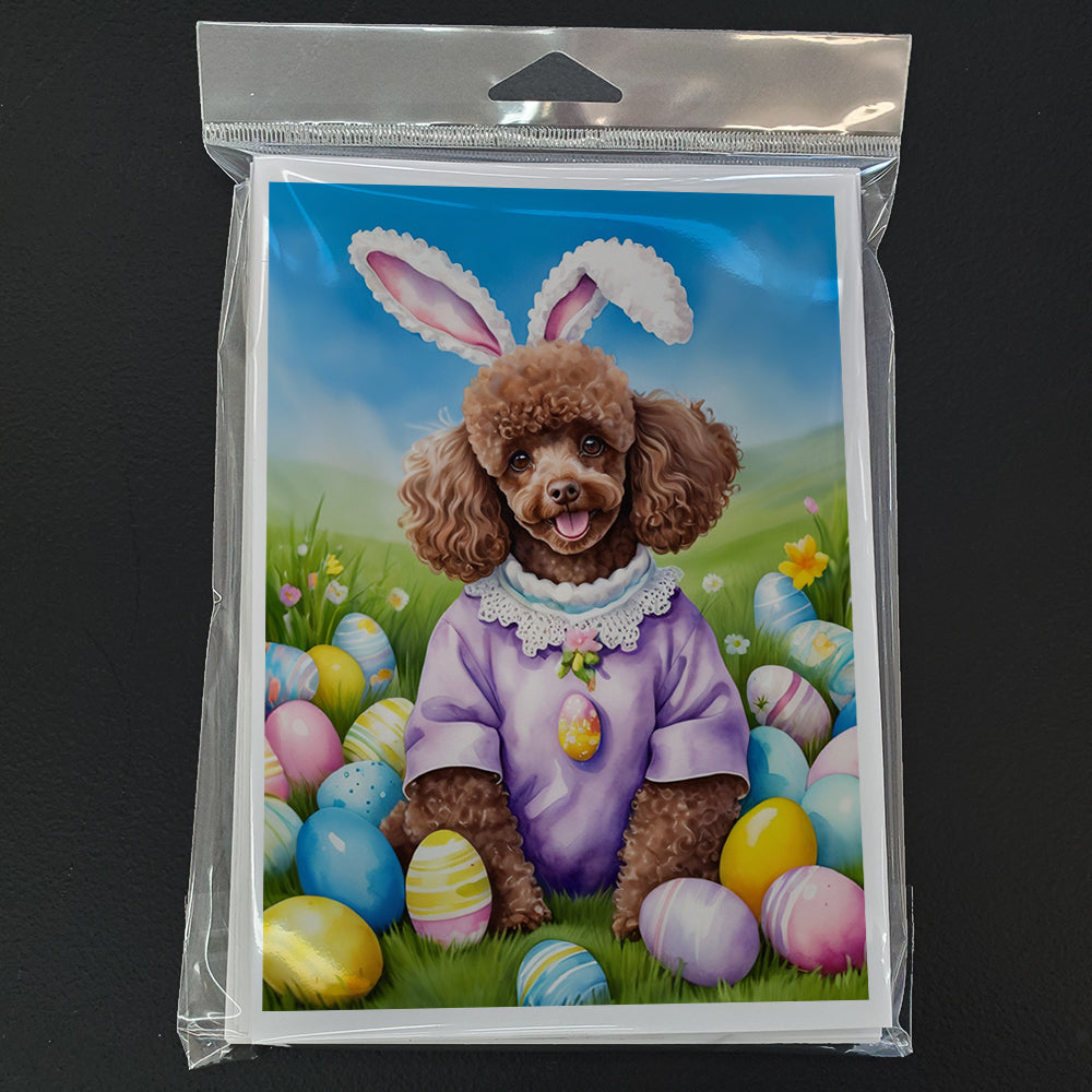 Chocolate Poodle Easter Egg Hunt Greeting Cards Pack of 8 Blank Cards with Envelopes Whimsical A7 Size 5x7