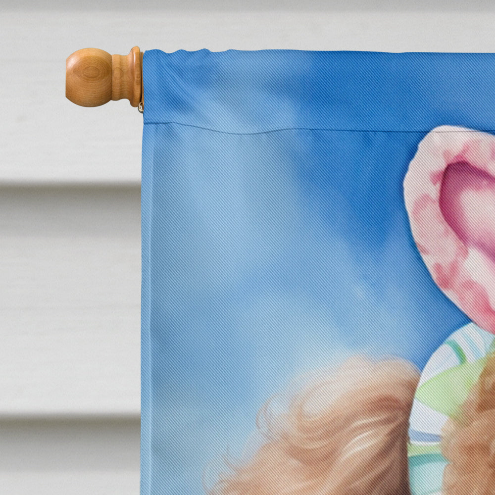 Chocolate Poodle Easter Egg Hunt House Flag 28x40 Porch Sleeve Pole Decorative Outside Yard Banner Artwork Wall Hanging, Polyester