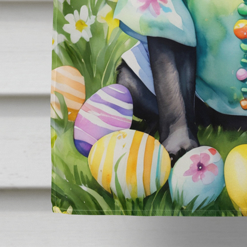 Pug Easter Egg Hunt House Flag 28x40 Porch Sleeve Pole Decorative Outside Yard Banner Artwork Wall Hanging, Polyester