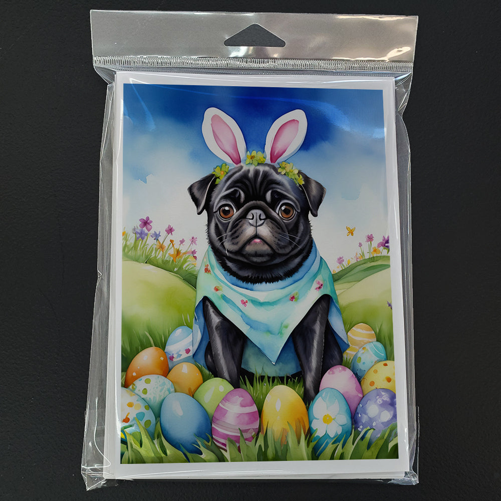 Pug Easter Egg Hunt Greeting Cards Pack of 8 Blank Cards with Envelopes Whimsical A7 Size 5x7