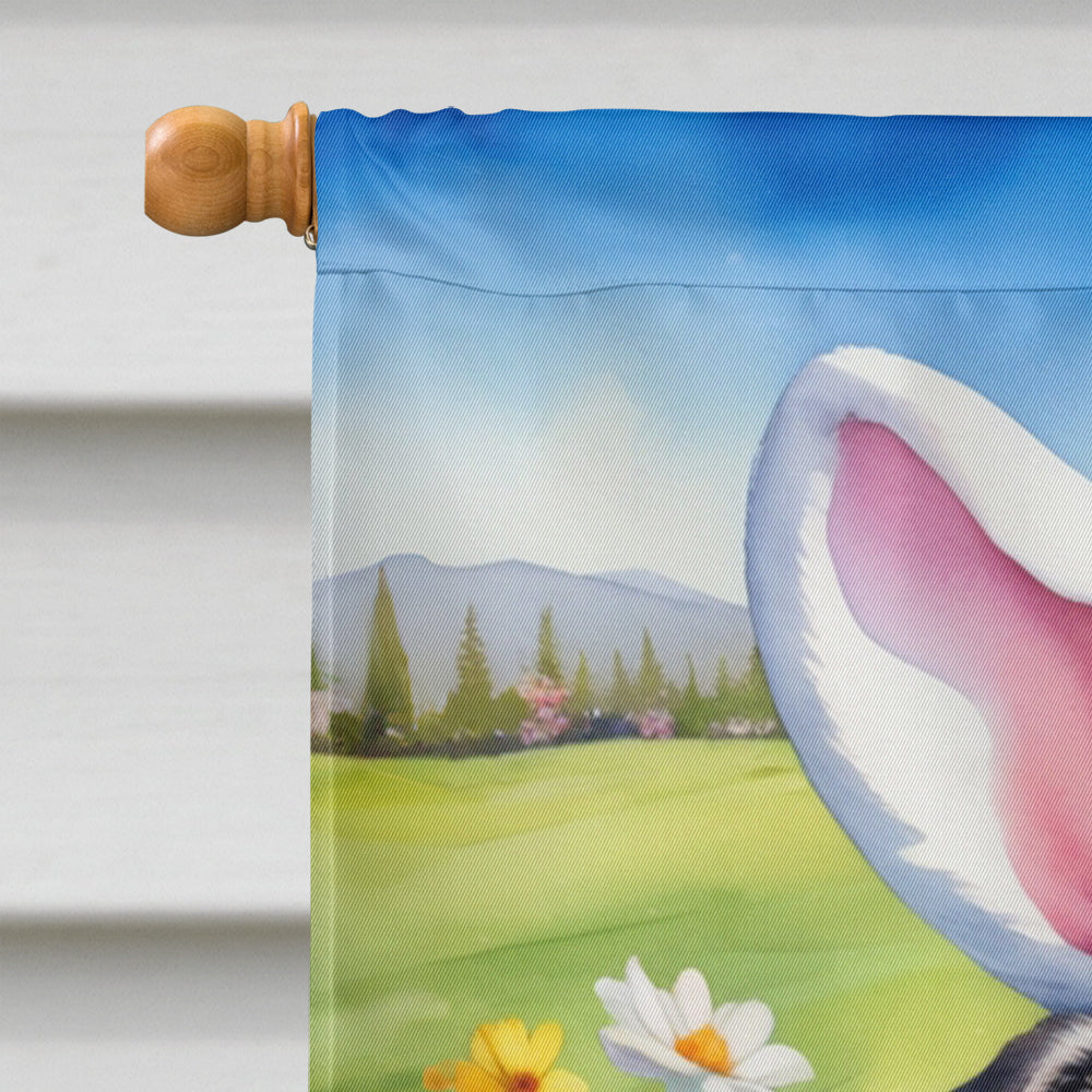 Pug Easter Egg Hunt House Flag 28x40 Porch Sleeve Pole Decorative Outside Yard Banner Artwork Wall Hanging, Polyester
