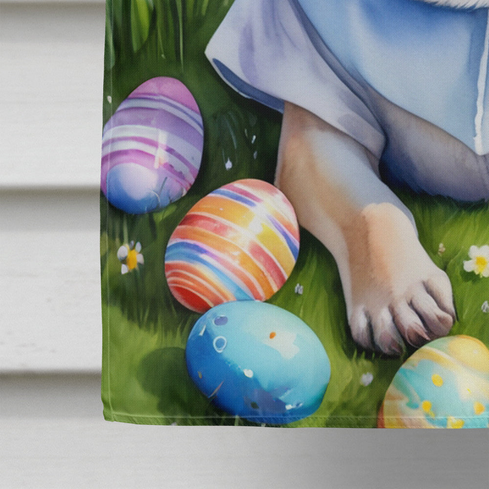 Pug Easter Egg Hunt House Flag 28x40 Porch Sleeve Pole Decorative Outside Yard Banner Artwork Wall Hanging, Polyester