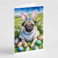 Pug Easter Egg Hunt Greeting Cards Pack of 8 Blank Cards with Envelopes Whimsical A7 Size 5x7