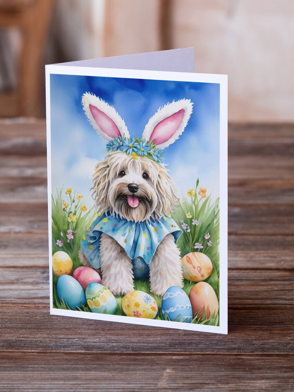 Puli Easter Egg Hunt Greeting Cards Pack of 8 Blank Cards with Envelopes Whimsical A7 Size 5x7