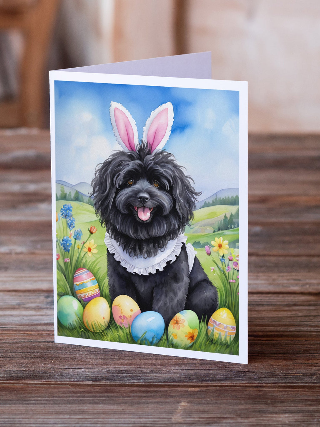 Puli Easter Egg Hunt Greeting Cards Pack of 8 Blank Cards with Envelopes Whimsical A7 Size 5x7