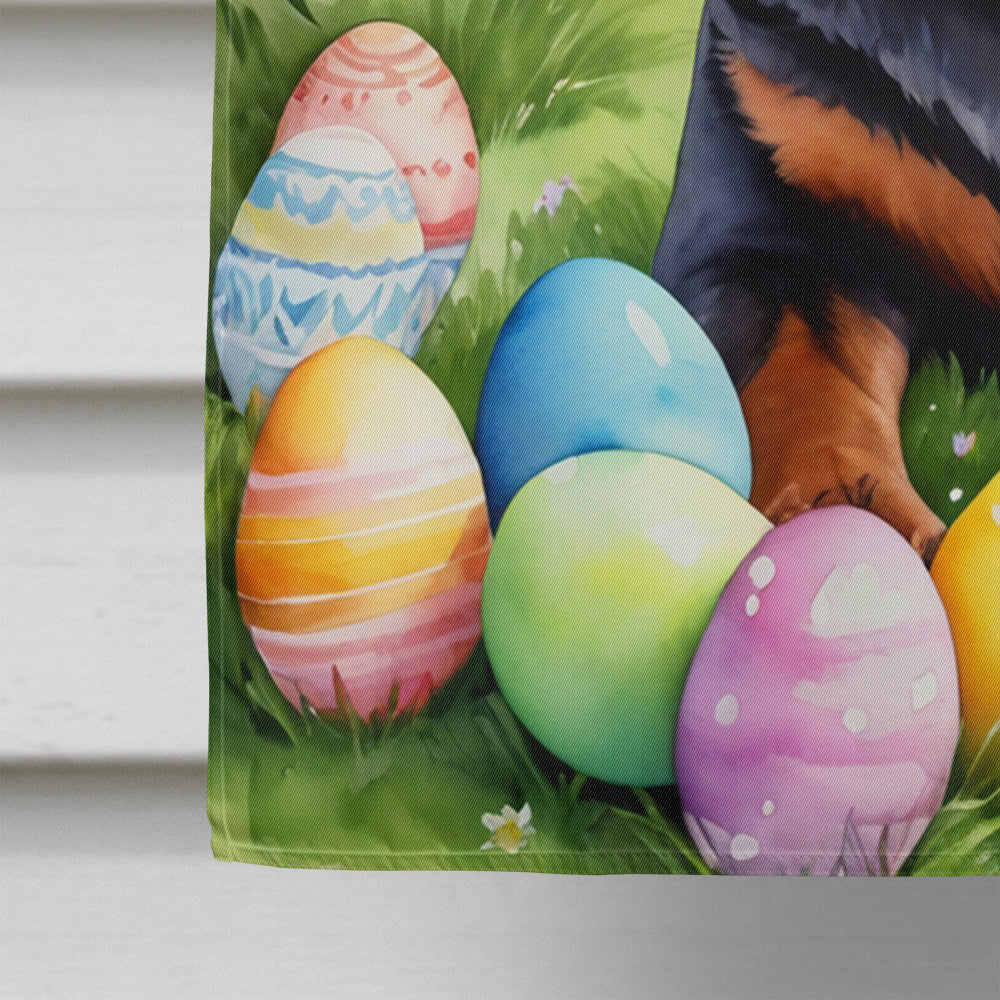Rottweiler Easter Egg Hunt House Flag 28x40 Porch Sleeve Pole Decorative Outside Yard Banner Artwork Wall Hanging, Polyester