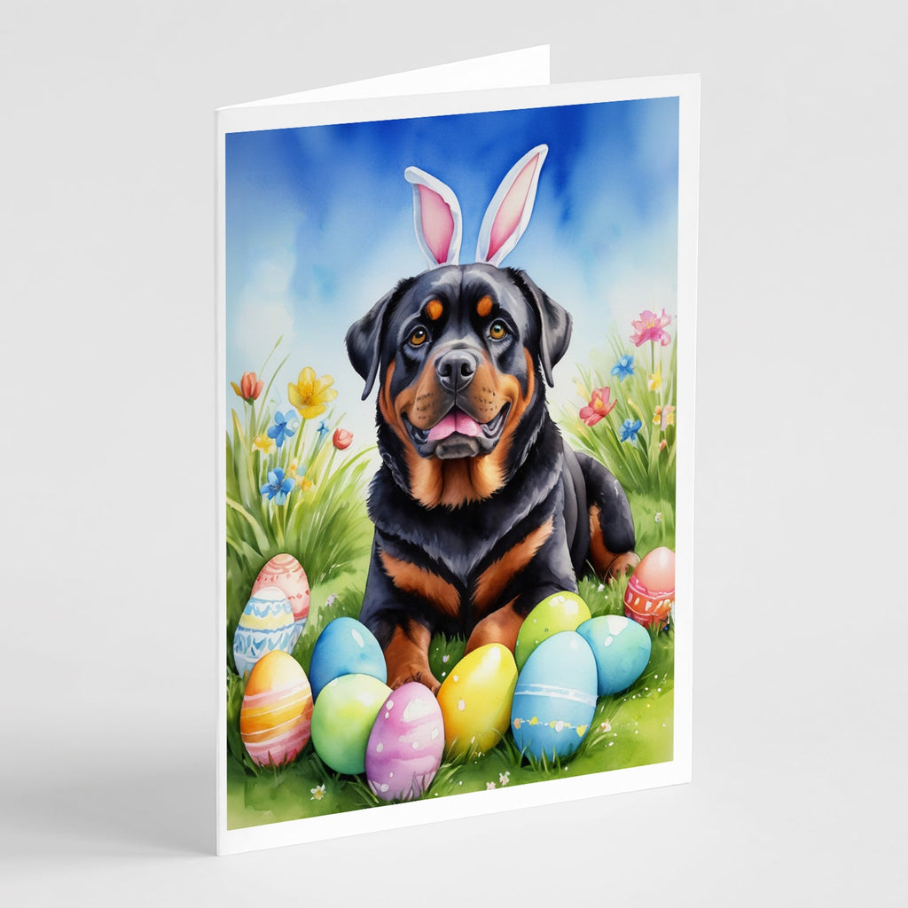 Rottweiler Easter Egg Hunt Greeting Cards Pack of 8 Blank Cards with Envelopes Whimsical A7 Size 5x7