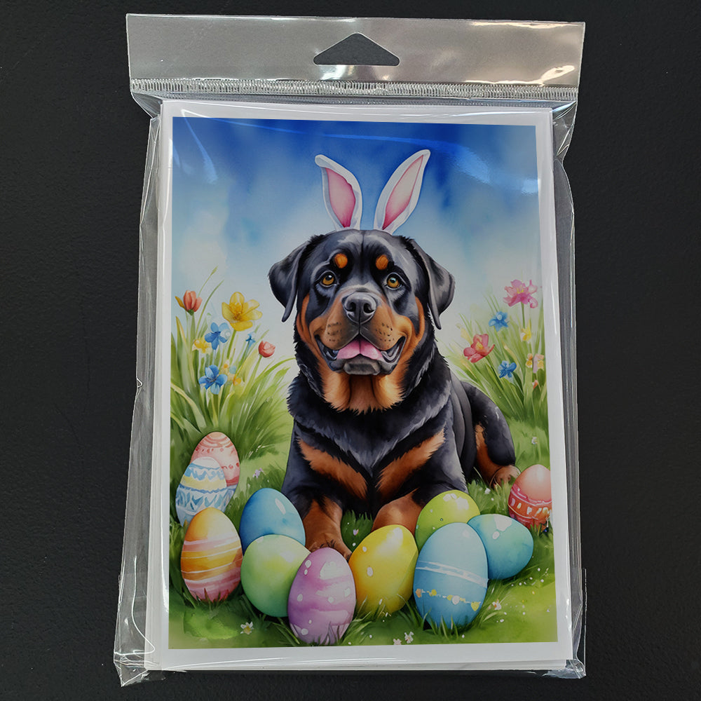 Rottweiler Easter Egg Hunt Greeting Cards Pack of 8 Blank Cards with Envelopes Whimsical A7 Size 5x7