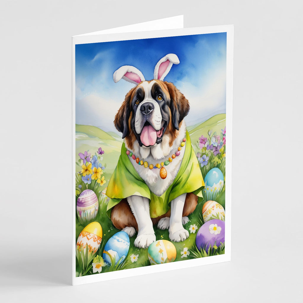 Saint Bernard Easter Egg Hunt Greeting Cards Pack of 8 Blank Cards with Envelopes Whimsical A7 Size 5x7