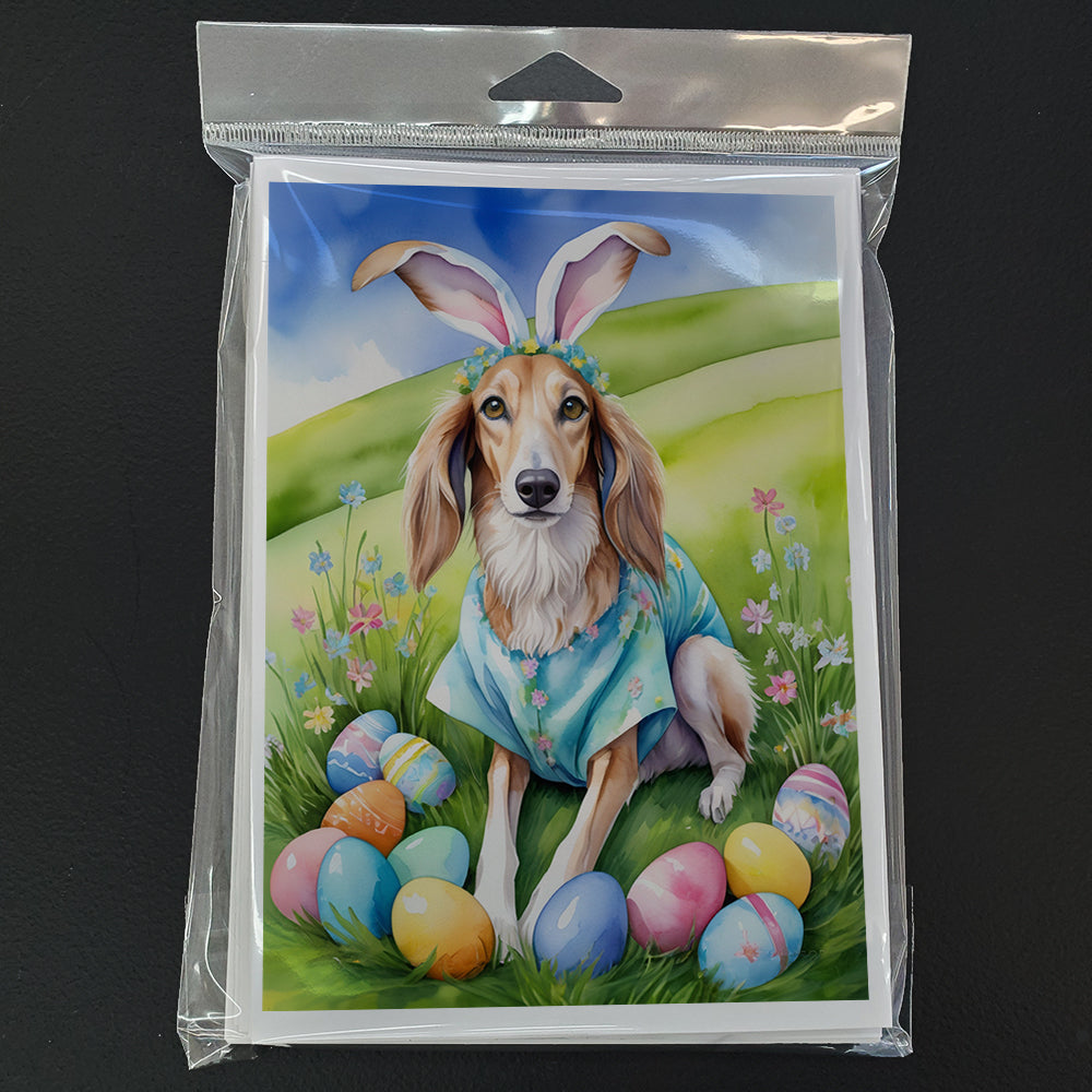 Saluki Easter Egg Hunt Greeting Cards Pack of 8 Blank Cards with Envelopes Whimsical A7 Size 5x7
