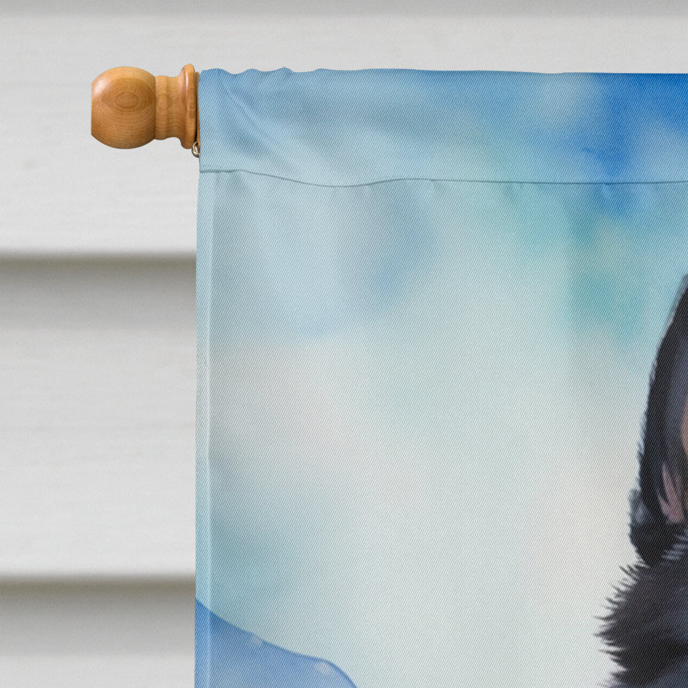 Schipperke Easter Egg Hunt House Flag 28x40 Porch Sleeve Pole Decorative Outside Yard Banner Artwork Wall Hanging, Polyester