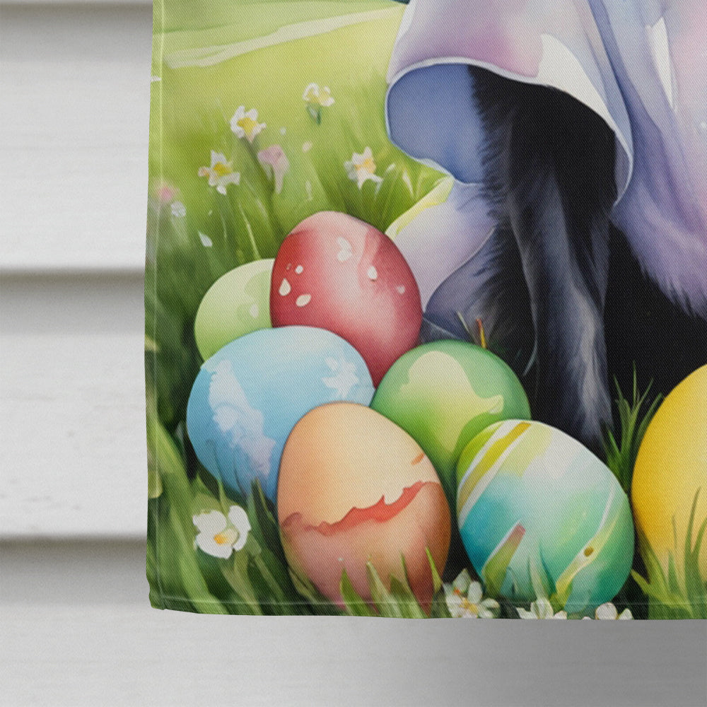 Schipperke Easter Egg Hunt House Flag 28x40 Porch Sleeve Pole Decorative Outside Yard Banner Artwork Wall Hanging, Polyester