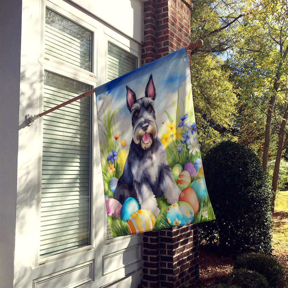 Schnauzer Easter Egg Hunt House Flag 28x40 Porch Sleeve Pole Decorative Outside Yard Banner Artwork Wall Hanging, Polyester