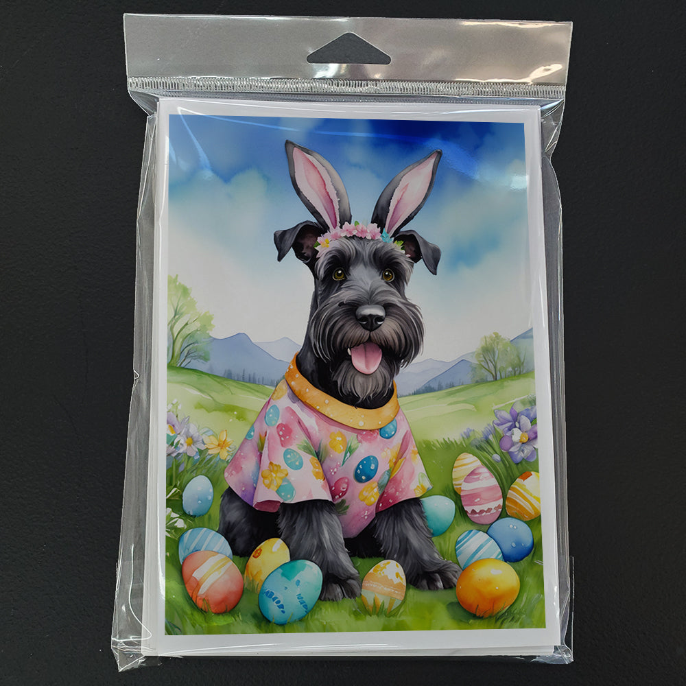 Schnauzer Easter Egg Hunt Greeting Cards Pack of 8 Blank Cards with Envelopes Whimsical A7 Size 5x7