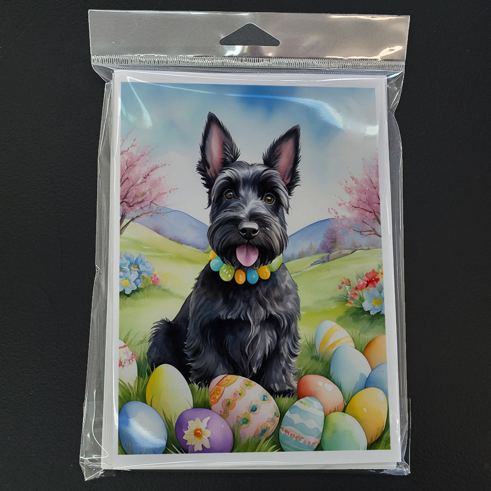 Scottish Terrier Easter Egg Hunt Greeting Cards Pack of 8 Blank Cards with Envelopes Whimsical A7 Size 5x7