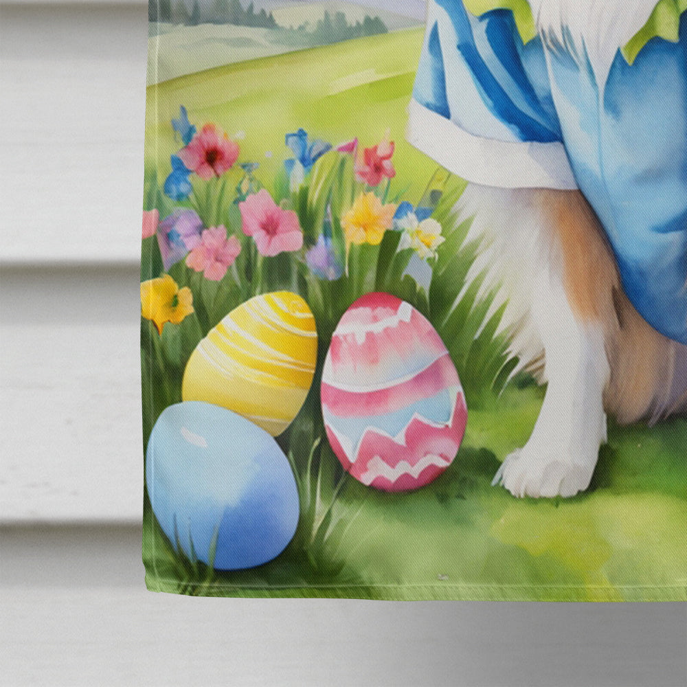 Sheltie Easter Egg Hunt House Flag 28x40 Porch Sleeve Pole Decorative Outside Yard Banner Artwork Wall Hanging, Polyester