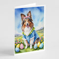 Sheltie Easter Egg Hunt Greeting Cards Pack of 8 Blank Cards with Envelopes Whimsical A7 Size 5x7