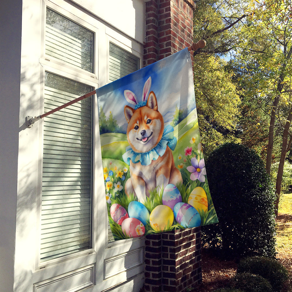 Shiba Inu Easter Egg Hunt House Flag 28x40 Porch Sleeve Pole Decorative Outside Yard Banner Artwork Wall Hanging, Polyester