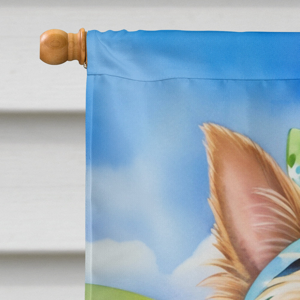 Silky Terrier Easter Egg Hunt House Flag 28x40 Porch Sleeve Pole Decorative Outside Yard Banner Artwork Wall Hanging, Polyester