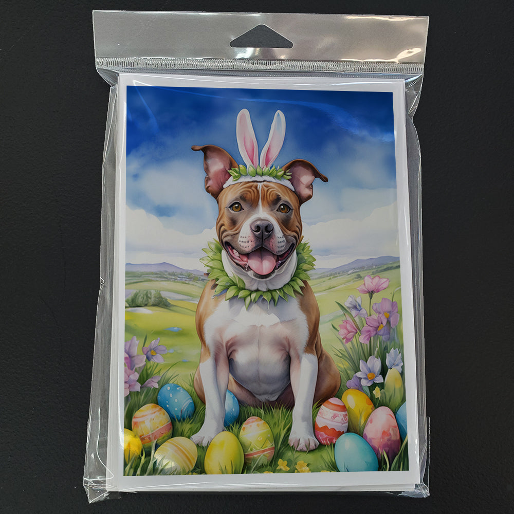 Staffordshire Bull Terrier Easter Egg Hunt Greeting Cards Pack of 8 Blank Cards with Envelopes Whimsical A7 Size 5x7