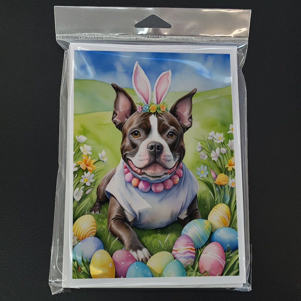 Staffordshire Bull Terrier Easter Egg Hunt Greeting Cards Pack of 8 Blank Cards with Envelopes Whimsical A7 Size 5x7