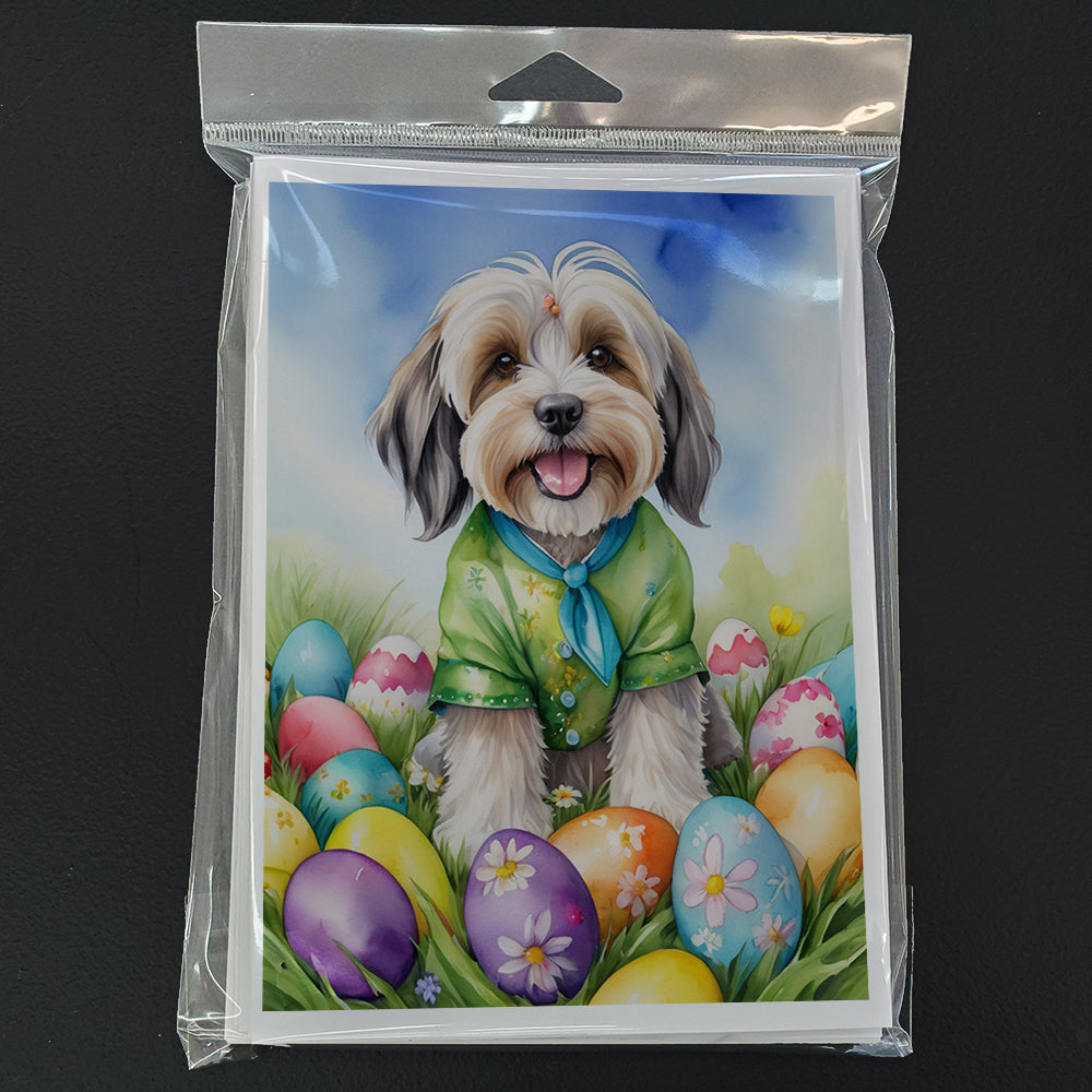 Tibetan Terrier Easter Egg Hunt Greeting Cards Pack of 8 Blank Cards with Envelopes Whimsical A7 Size 5x7