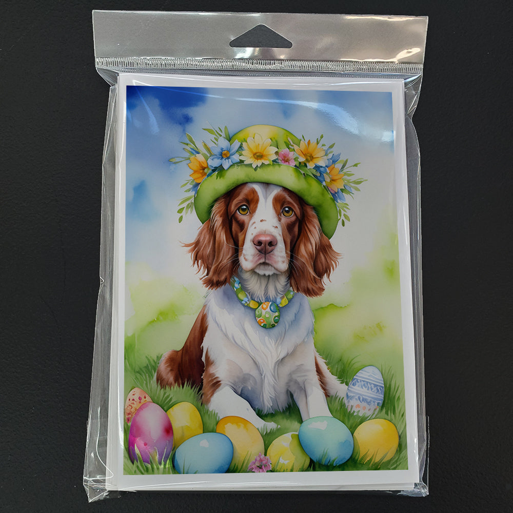 Welsh Springer Spaniel Easter Egg Hunt Greeting Cards Pack of 8 Blank Cards with Envelopes Whimsical A7 Size 5x7