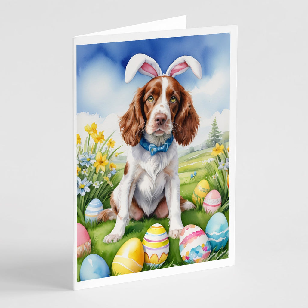Welsh Springer Spaniel Easter Egg Hunt Greeting Cards Pack of 8 Blank Cards with Envelopes Whimsical A7 Size 5x7
