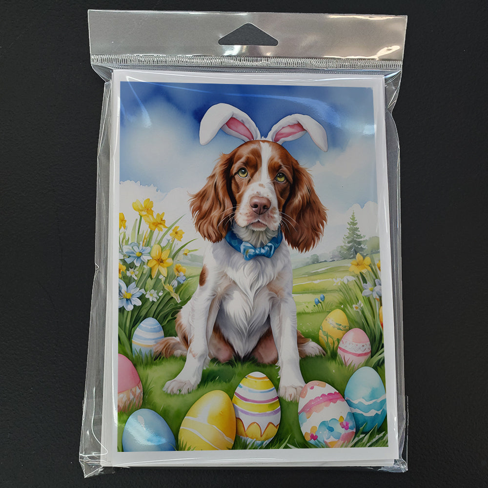 Welsh Springer Spaniel Easter Egg Hunt Greeting Cards Pack of 8 Blank Cards with Envelopes Whimsical A7 Size 5x7