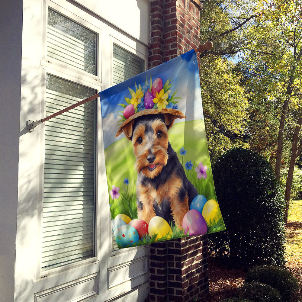 Welsh Terrier Easter Egg Hunt House Flag 28x40 Porch Sleeve Pole Decorative Outside Yard Banner Artwork Wall Hanging, Polyester