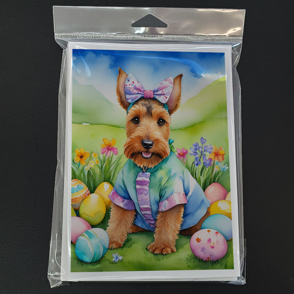 Welsh Terrier Easter Egg Hunt Greeting Cards Pack of 8 Blank Cards with Envelopes Whimsical A7 Size 5x7