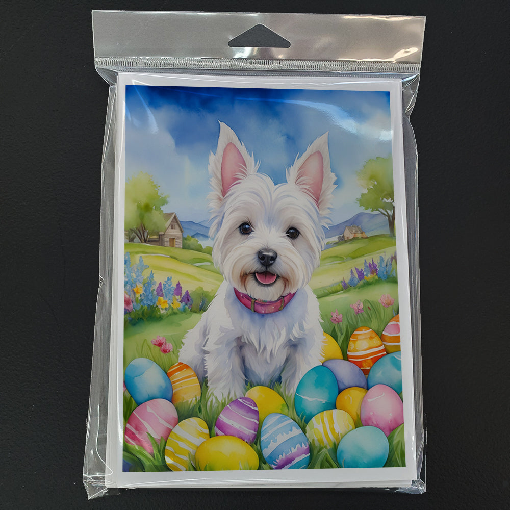 Westie Easter Egg Hunt Greeting Cards Pack of 8 Blank Cards with Envelopes Whimsical A7 Size 5x7