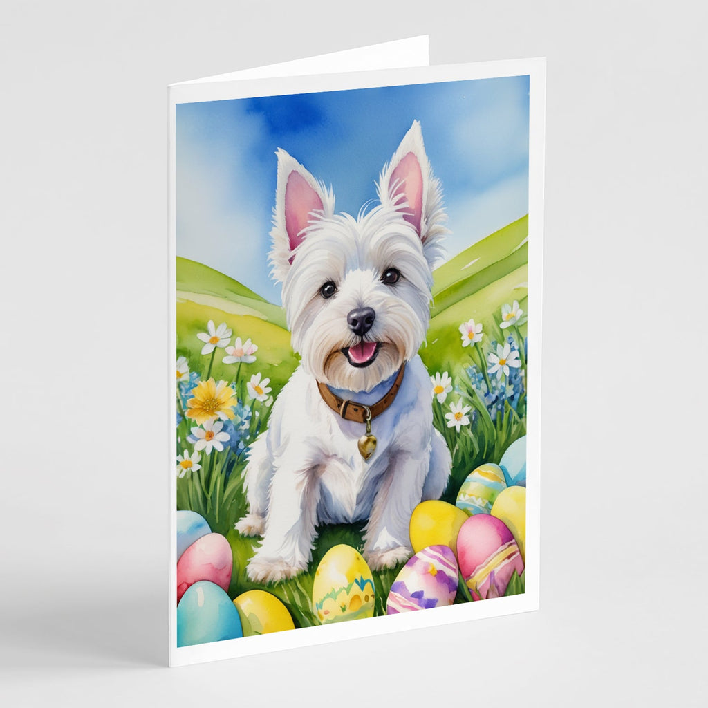 Westie Easter Egg Hunt Greeting Cards Pack of 8 Blank Cards with Envelopes Whimsical A7 Size 5x7