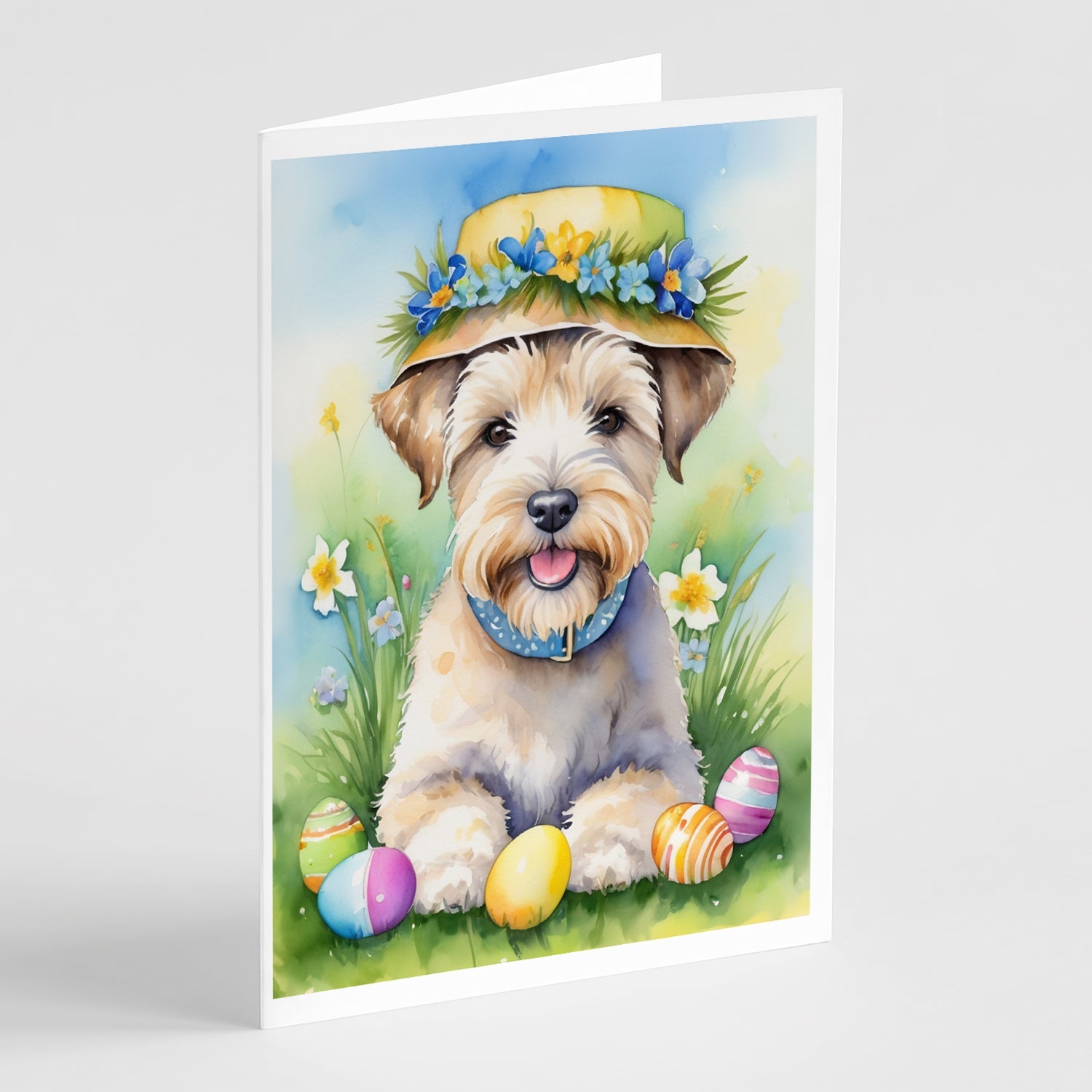 Wheaten Terrier Easter Egg Hunt Greeting Cards Pack of 8 Blank Cards with Envelopes Whimsical A7 Size 5x7