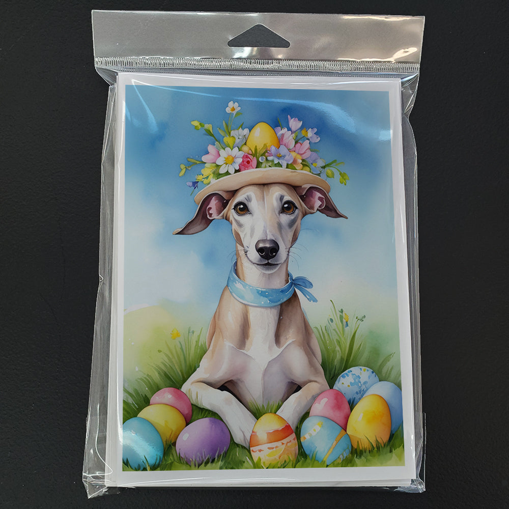 Whippet Easter Egg Hunt Greeting Cards Pack of 8 Blank Cards with Envelopes Whimsical A7 Size 5x7
