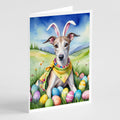Whippet Easter Egg Hunt Greeting Cards Pack of 8 Blank Cards with Envelopes Whimsical A7 Size 5x7
