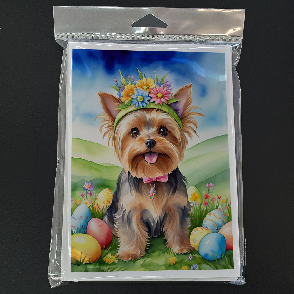 Yorkshire Terrier Easter Egg Hunt Greeting Cards Pack of 8 Blank Cards with Envelopes Whimsical A7 Size 5x7